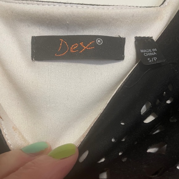 Dex LBD Black Dress With Laser Cut Lace Detail - Picture 4 of 5